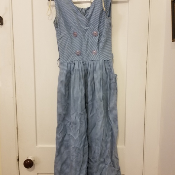 VINTAGE 1960s midi length linen dress - Picture 1 of 5